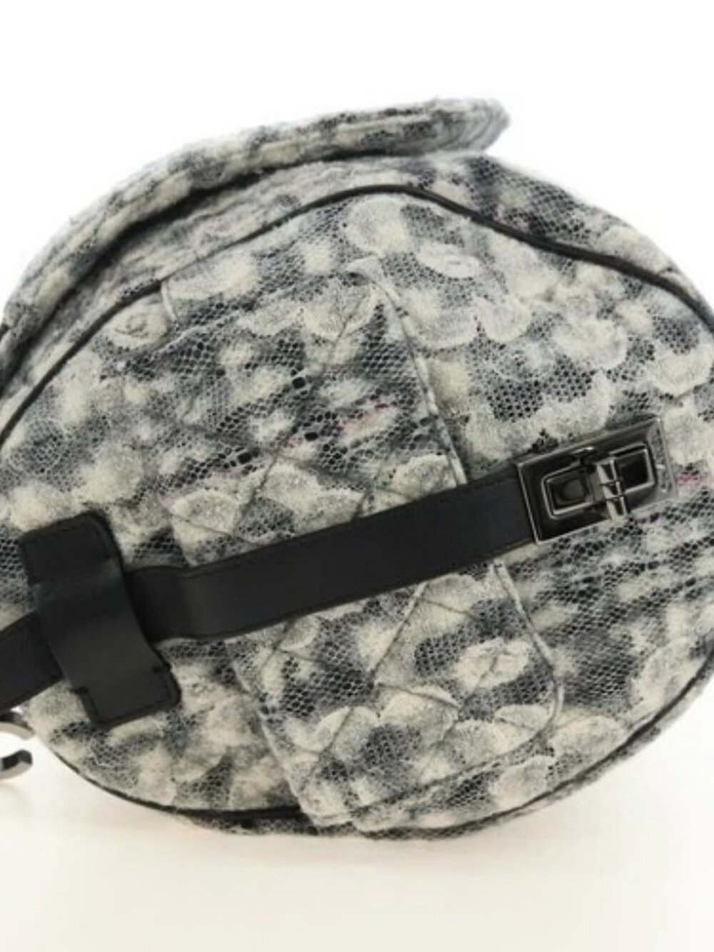 CHANEL Camelia 2.55 Chain Shoulder Bag Wool Tweed White Black CC Auth 181935SM - Picture 3 of 16